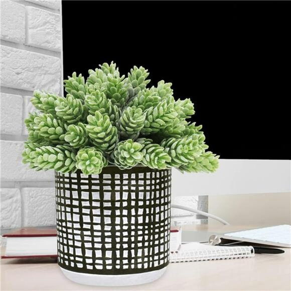 Set of 3 small artificial succulent potted plants faux greenery for home office - Picture 7 of 8